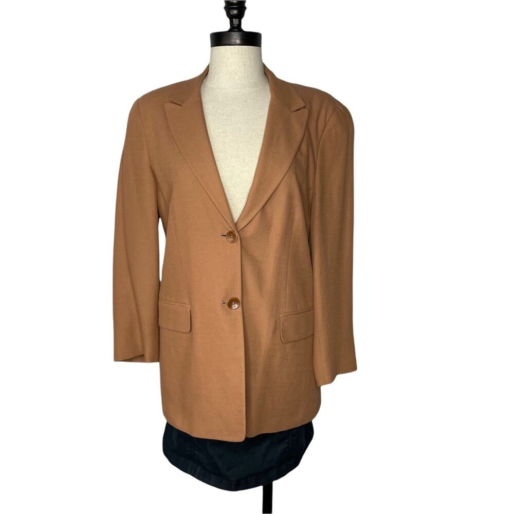 Zanella Cotton Linen Blazer Tan 2 Button 8 EUC Made in Italy